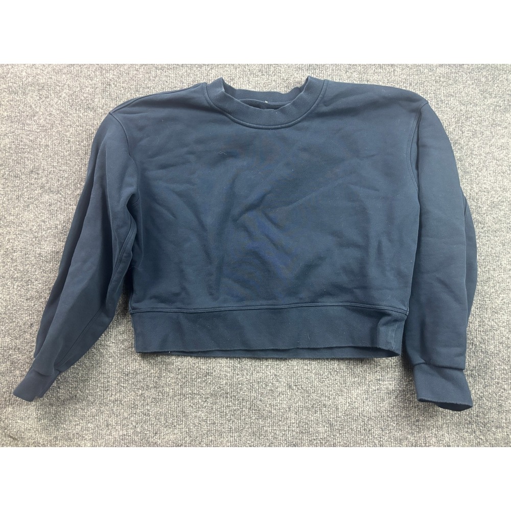 Lululemon Perfectly Oversized Cropped Crew Women Size 4 Navy Blue Sweatshirt